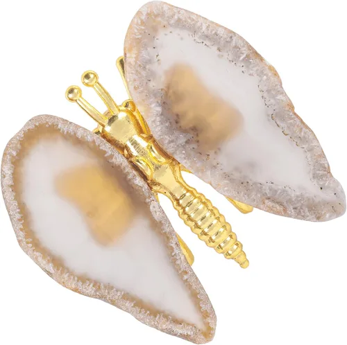 Vista 5 de Rockcloud Juego de 10 piezas de piedras de geoda de cristal curativo, juego de 2 rodajas de ágata de mariposa, adorno decorativo de mariposa