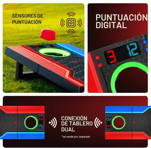 Vista 2 de Juego de tablas de cornhole electrónicas, puntuación automática, incluye 1 tablero de cornhole, 1 control remoto y 8 bolsas de frijoles