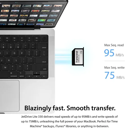 Vista 8 de Transcend - Tarjeta de expansión de almacenamiento JetDrive Lite 330 de 64 GB para MacBook Pro de 13 pulgadas con pantalla Retina (TS64GJDL330)