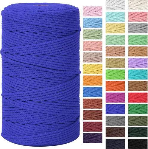 Vista 24 de Cordón de macramé 3mm x 300m Cuerda de macramé 100% algodón natural Cordón de algodón trenzado de 4 hebras para manualidades DIY, adornos