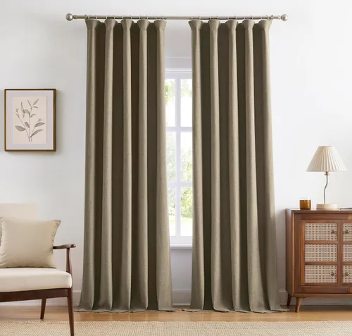 Vista 17 de Vision Home Cortinas Completamente Opacas de Lino Azul Niebla de 84 Pulgadas de Largo para Dormitorio y Sala de Estar, Paneles de Ventana Niebla Azul
