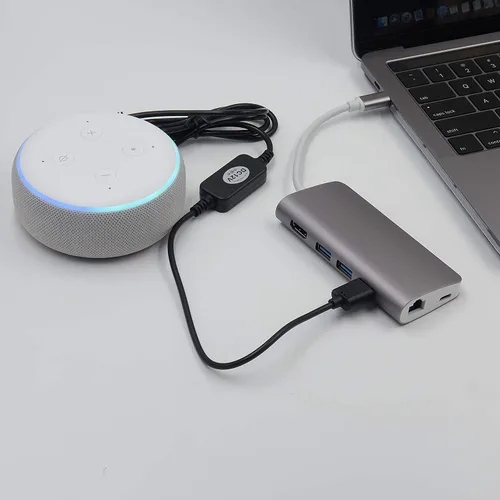 Vista 4 de Cable de alimentación USB de 5 V a CC de 12 V, compatible con Amazon Echo Spot y Echo Dot de 3ª generación, convertidor elevador de voltaje, Negro