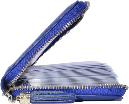Vista 3 de Easyoulife - Monedero de cuero con cremallera, billetera portatarjetas para mujer, bloqueo RFID