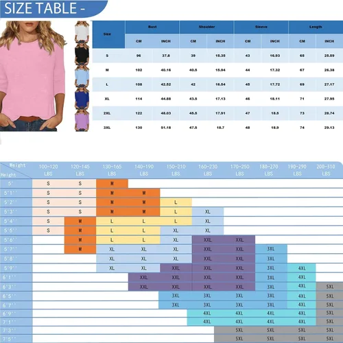 Vista 40 de Camisetas personalizadas para mujer, a la moda, casual, de séptima manga, estampada, cuello redondo, camiseta