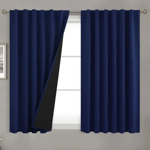 Vista 32 de BGment Cortinas 100% opacas beige de 63 pulgadas de largo con forro aislante térmico, bolsillo para varilla y lengüeta trasera de doble capa