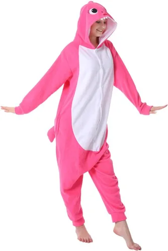 Vista 2 de dressfan - Pijama disfraz de caricatura tiburón gris, unisex, para adultos, niños, adolescentes, mujeres y hombres