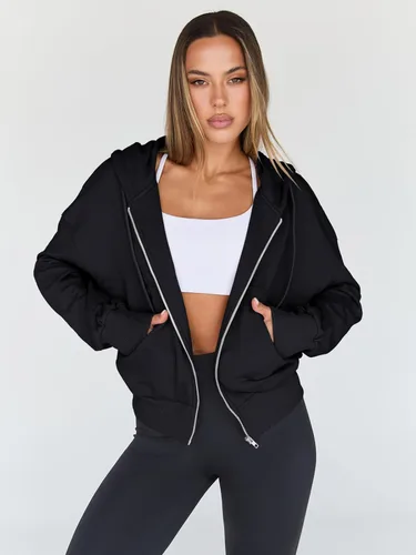 Vista 2 de Trendy Queen Sudaderas con capucha para mujer, con cremallera completa, sudaderas recortadas, chaquetas informales, cómodas, para gimnasio, trajes