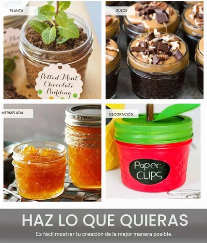 Vista 5 de VERONES Paquete de 25 mini tarros Mason de 4 onzas con tapas regulares