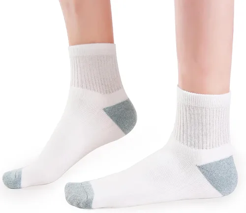 Vista 7 de Calcetines tobilleros para mujer, calcetines de algodón acolchados completos, 6 pares de calcetines atléticos antiampollas 7-1010-13