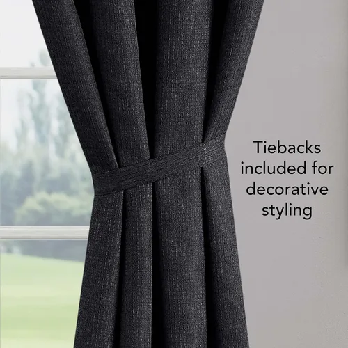 Vista 5 de Creative Home Ideas Cortinas opacas (2 paneles, 50 x 84 pulgadas, gris carbón) cortinas con aislamiento térmico para oscurecer la habitación