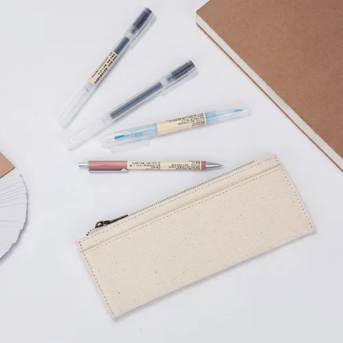Vista 7 de Estuche de lona Cartuchera Para Ninas Almacenamiento Cosméticos Cremallera (Beige, Lienzo)