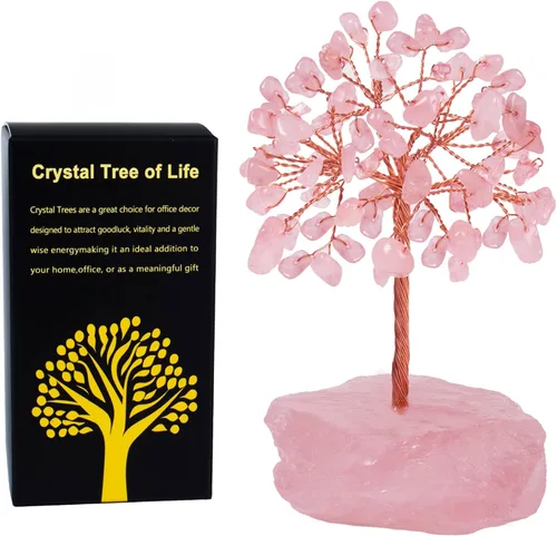 Vista 7 de Árbol de la vida de cristal de amatista, decoraciones de árbol del dinero, cristales y piedras curativas, piedras preciosas de energía positiva