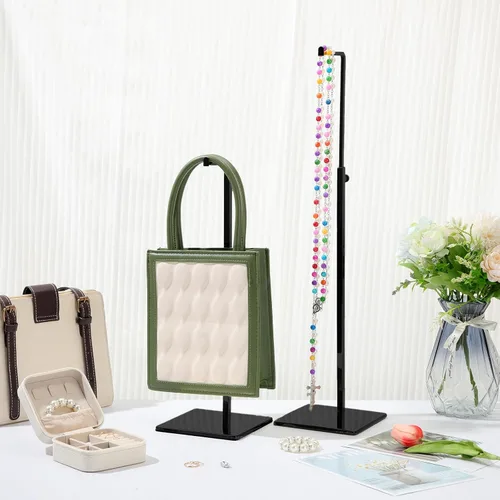 Vista 5 de Maitys Paquete de 4 soportes de exhibición para bolsos, soporte de exhibición de bolso de altura ajustable, soporte de metal para bolsa de mano