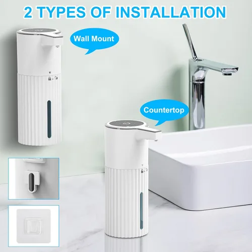 Vista 2 de HOMELYLIFE Dispensador automático de jabón espumoso, dispensador de jabón sin contacto de 13.53 oz/13.5 fl oz con 4 niveles ajustables, dispensador