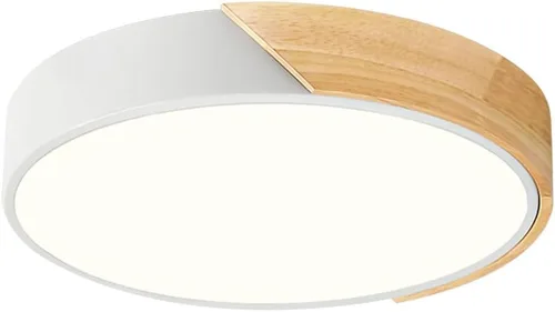Vista 21 de Lámpara de techo LED moderna, lámpara de techo minimalista de madera empotrada, 4000 K no regulable, lámpara de iluminación circular con pantalla