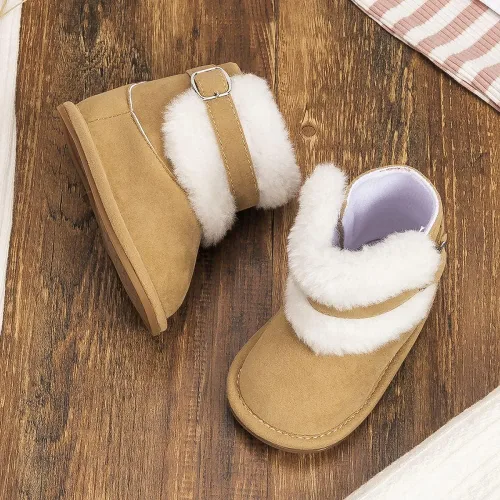 Vista 4 de Meckior Botas vaqueras con borla para bebé, mocasines con cremallera lateral, parte inferior suave, antideslizante, para niños pequeños