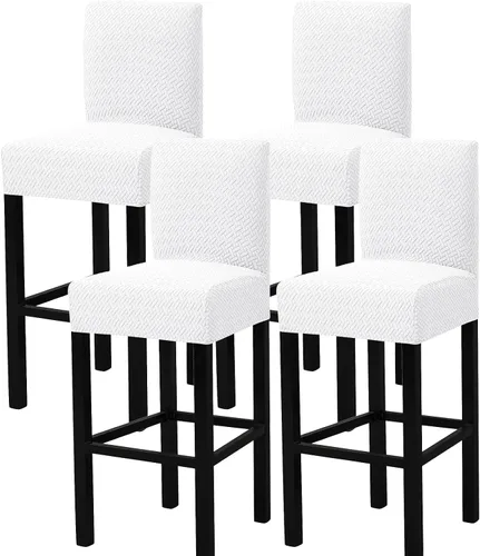 Vista 14 de Gollense Juego de 4 fundas para taburetes de bar con respaldo, fundas elásticas de jacquard para taburetes de bar, fundas de asiento lavables