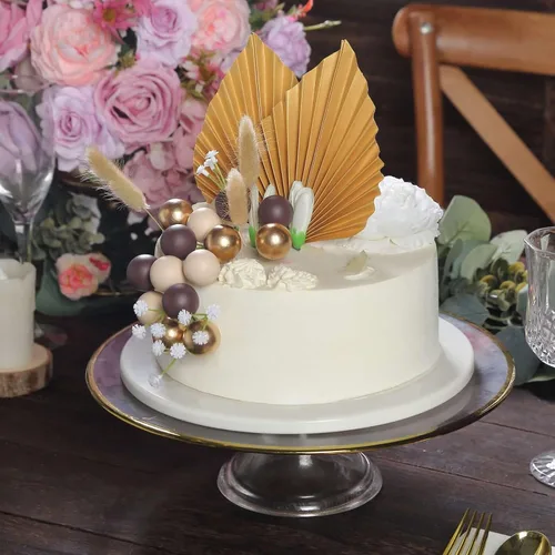 Vista 6 de Efavormart - Decoración LED para tartas con plumas reales, corona floral con luz intermitente para guirnalda, bonita decoración con luz LED