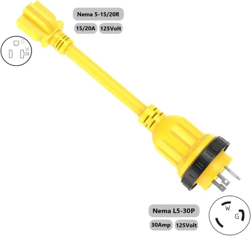 Vista 4 de Adaptador de corriente Marine-Shore de 1 pie de 30 amperios a 15 amperios