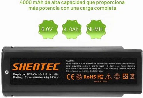 Vista 3 de Shentec Paquete de 2 baterías Ni-MH de 4000mAh 6V compatibles con Paslode