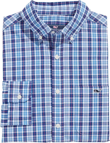 Vista 2 de vineyard vines Camisa de popelina de cuadros múltiples para hombre