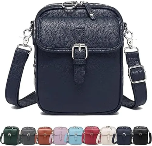 Vista 11 de Bolso cruzado de cuero para mujer, bolsa de mensajero antirrobo con gran capacidad, ranuras para tarjetas incorporadas, bolsa de hombro