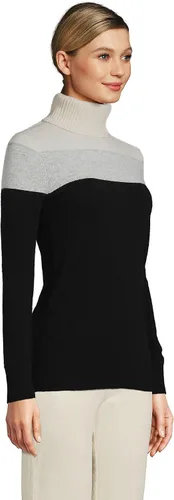 Vista 3 de Lands' End Suéter de cuello alto de cachemira para mujer, mezcla gris jaspeado, talla M regular, Mezcla gris jaspeado