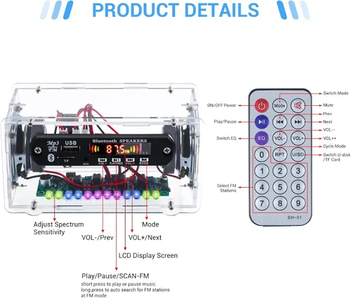 Vista 8 de MiOYOOW Kit de altavoz Bluetooth DIY con radio FM para uso escolar