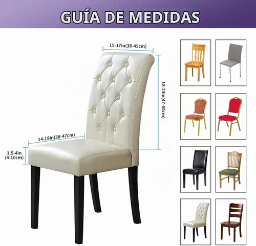 Vista 2 de Joccun - Juego de 2 fundas para sillas de comedor, fundas elásticas para sillas de comedor, fundas de asiento para sillas de comedor, funda de Negro