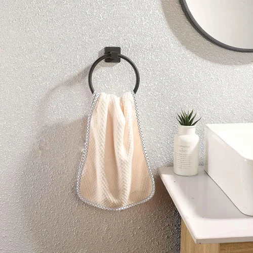 Vista 3 de Toallero de papel higiénico negro, soporte para toallas de baño, soporte de doble poste para toallas de baño, soporte moderno para papel higiénico