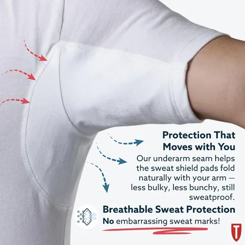 Vista 6 de Camiseta interior de algodón a prueba de sudor para hombre, bloqueo de olor Blanco