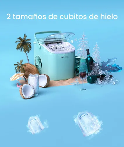 Vista 4 de ecozy Máquina de hielo portátil para encimera, 9 cubos listos en 6 minutos, 26 libras en 24 horas, máquina autolimpiante con bolsas de hielo/cuchara