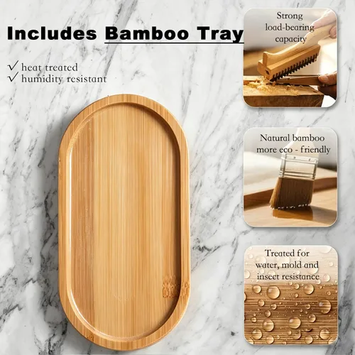 Vista 4 de Dispensador de jabón para platos ámbar de 18 onzas para cocina, juego de dispensador de jabón de vidrio ultra grueso con bandeja, bomba, embudo