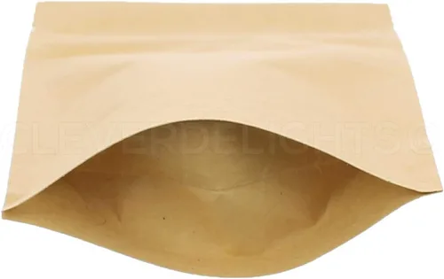 Vista 3 de CleverDelights Bolsas de pie Kraft - 2oz - Paquete de 100 - 4 x 6 x 2 pulgadas - Bolsa resellable