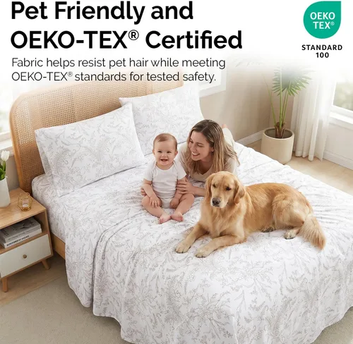 Vista 5 de Southshore Fine Living, Inc. Colección Winter Brush, juego de sábanas de 3 piezas para cama individual, sábana bajera con bolsillo profundo de 14