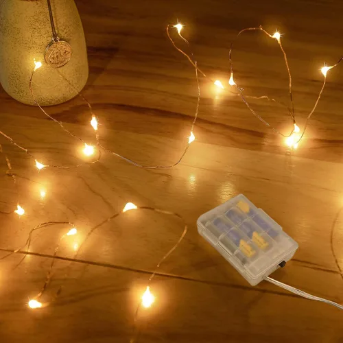Vista 16 de RUICHEN Guirnalda de 50 luces LED de alambre de cobre de 16 pies, funciona con pilas, para Navidad, Halloween, fiestas, bodas, centros de mesa