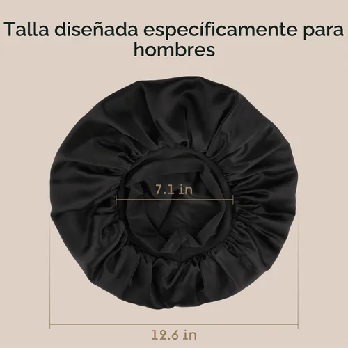 Vista 3 de Niagara Satin Bonnet Men - Bonnet for Sleeping Men - Reversible Night Cap - Mens Bonnet for Curly Hair Negro