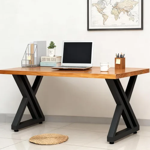 Vista 8 de Patas de mesa de metal con forma triangular de 28 pulgadas de alto, patas de escritorio modernas de hierro fundido soldado, proyecto de bricolaje