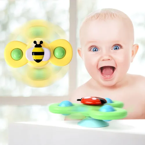 Vista 2 de 3 piezas Juguetes giratorios de ventosa para niños de 1 a 2 años, Juguetes giratorios para bebés de 12 a 18 meses, juguetes sensoriales para niños