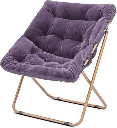Vista 20 de Cómoda silla con platillo, silla de sala de estar, silla plegable acolchada suave de piel sintética, cómoda silla cuadrada de luna para sala