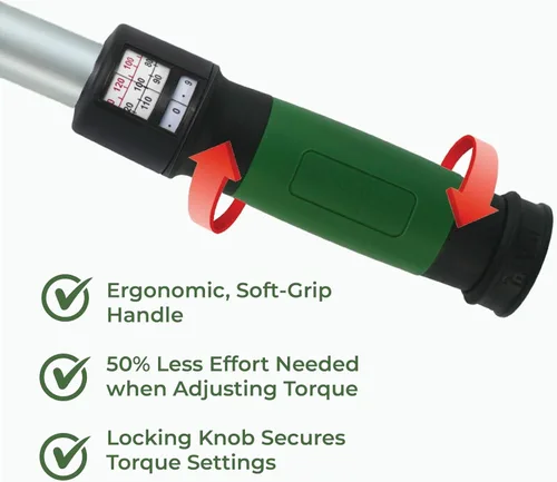 Vista 4 de Llave dinamométrica estilo clic - Transmisión de ½" 50 - 250 ft. lbs. (70-340 n.m) Llave de carraca con dado de 45 dientes para juego