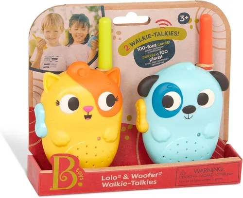 Vista 6 de B. toys – Lolo & Woofer Walkie – Talkies – paquete de 2 Walkie Talkies – Largo alcance de 100 pies – Juguetes para niños pequeños, niños – 3+ años