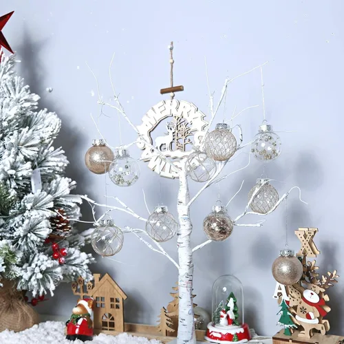 Vista 7 de Adornos de bola de Navidad de plástico transparente, 30 bolas de champán de 2.36 pulgadas para decoración de árboles, inastillables para regalos