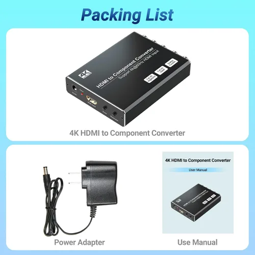 Vista 7 de Convertidor HDMI a componentes 4K con función de escalado, convertidor HDMI a YPbPr compatible con entrada de 4K/60Hz, compatible con salida