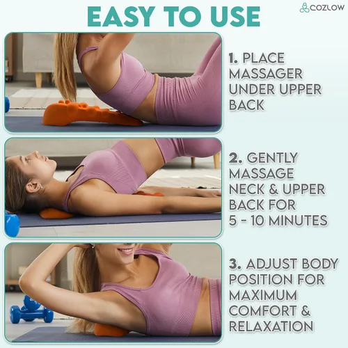 Vista 3 de COZLOW - Masajeador de punto de activación trapecio - Herramienta de liberación occipital con 14 protuberancias de masaje - Removedor de nudos