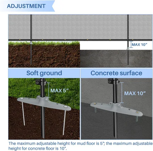Vista 6 de E&K Panel de Valla de Privacidad para Exteriores 5'x12' Independiente para Patio Trasero Piscina Valla Temporal de Jardín para Perros con Postes