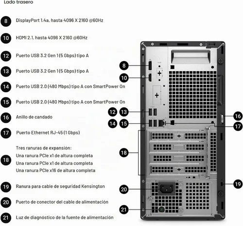 Vista 4 de Dell Tower PC 8 GB DDR5 RAM, 256 GB PCIe SSD, computadora Intel CPU de 14ª