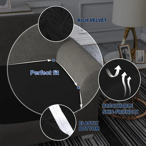 Vista 5 de MAXIJIN Fundas de cojín elásticas de terciopelo para sofá, funda de cojín suave de repuesto para sofá de dos plazas, protector de asiento