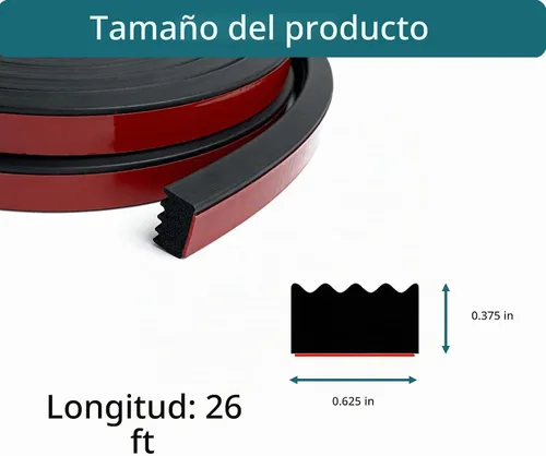 Vista 2 de Sello de goma de espuma acanalada con cinta, burletes de goma de espuma EPDM autoadhesivos para barco, automóvil, RV, marina, puertas