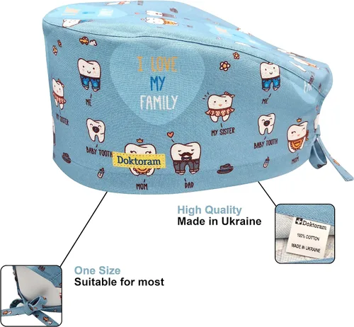 Vista 3 de Print Scrub Caps - Sombrero perfecto para enfermeras, médicos y EMTs..
